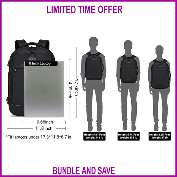 Water Resistant Travel Backpack 15.6 Inch Laptop Daypack Weekender Carry On main image 7